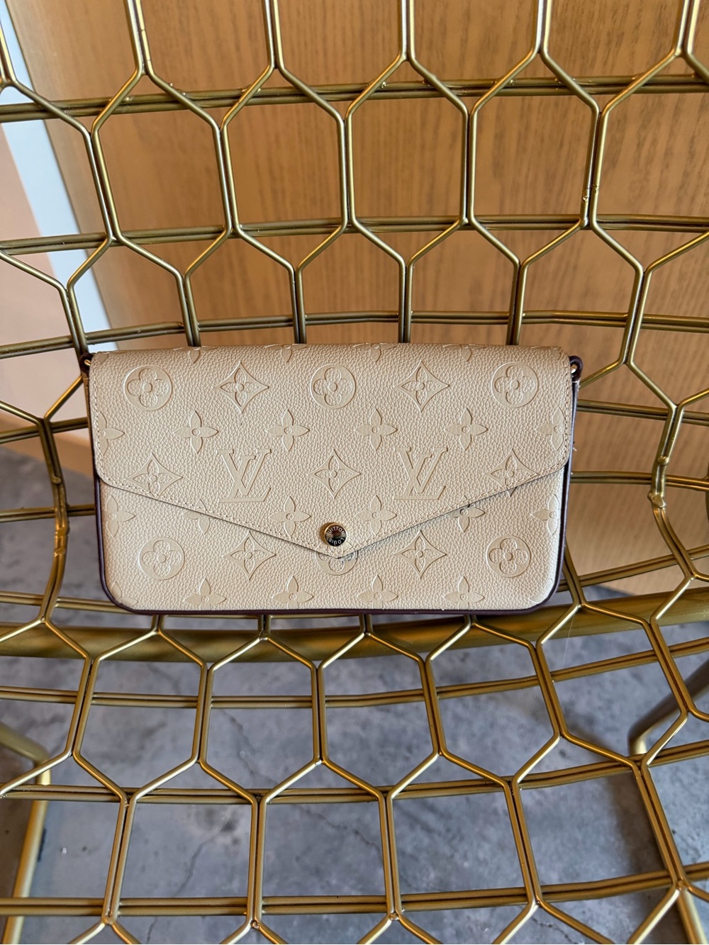 Luxury Embossed Cream Wallet Clutch